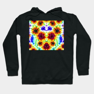 Tie Dye Sunflowers - Maroon Aesthetic Psychedelic Hoodie